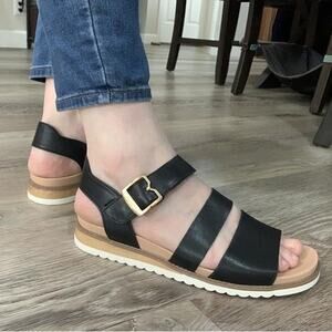 Dr Scholl's Women's 10M Black Faux Leather Island Glow Sandals Vacation LB13-24